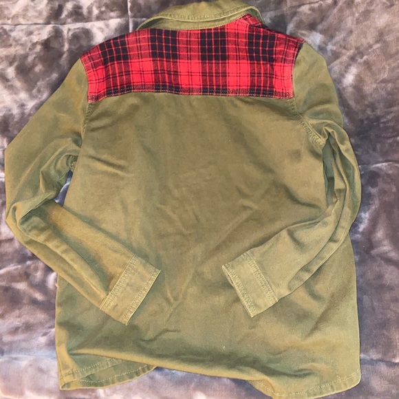 Green Army Jacket with plaid detail - Picture 2 of 2